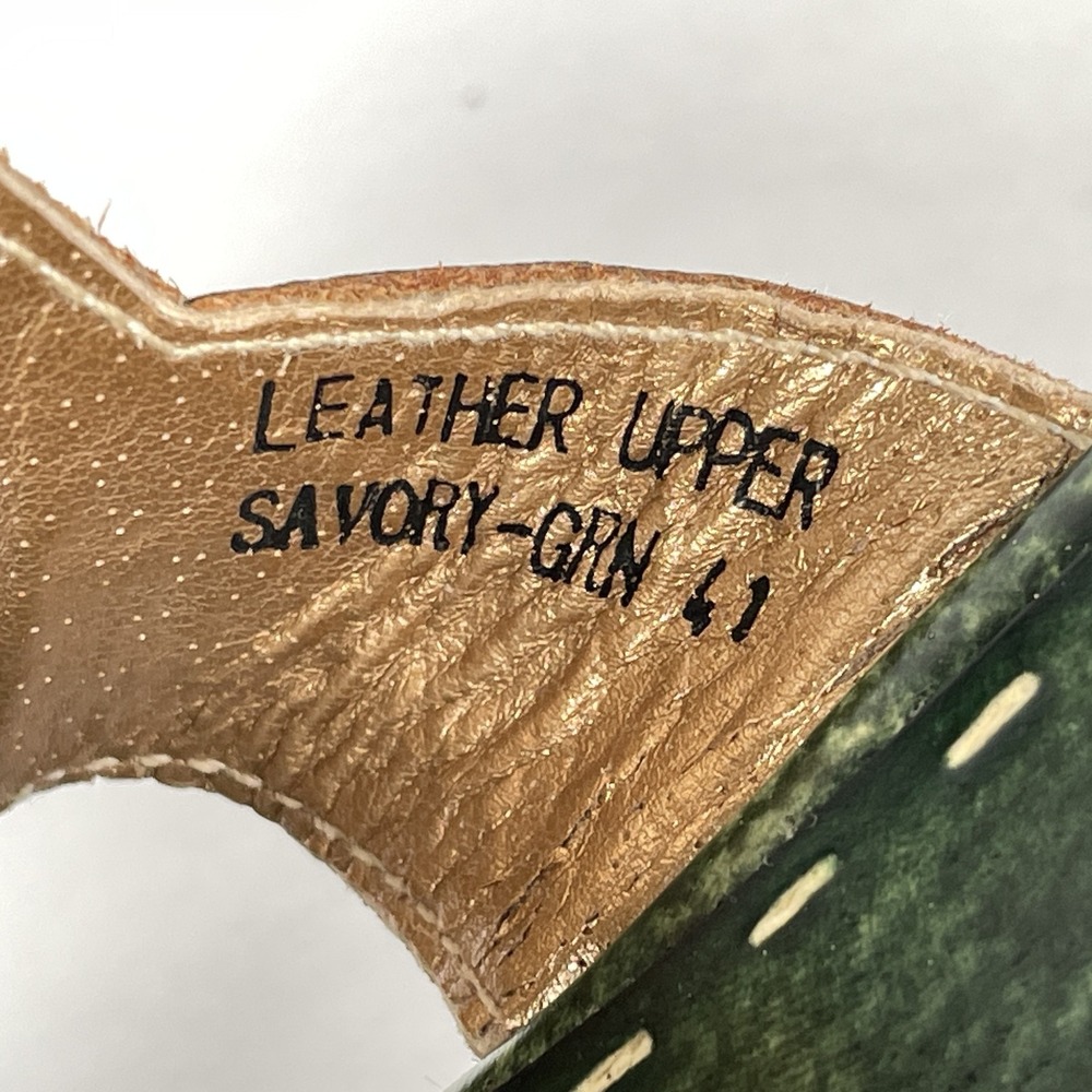 Spring Step Savory Shoes Womens Size 41 Green Leather Slide Heels Floral Slip On - Picture 7 of 10